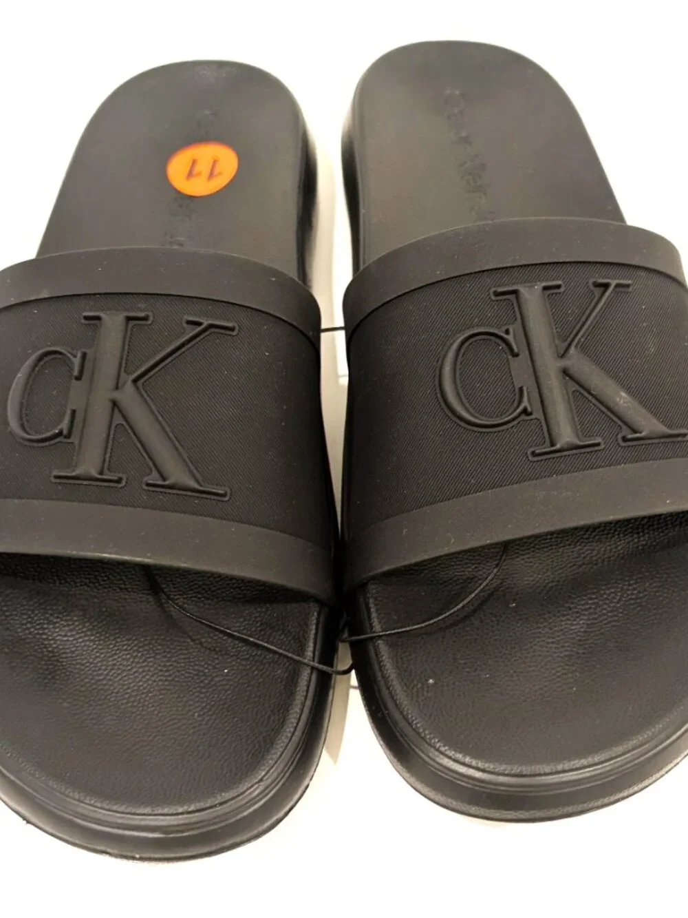 Calvin Klein Jeans Men's Monogram Slide Sandals - All Black Size 11 Logo 🖤